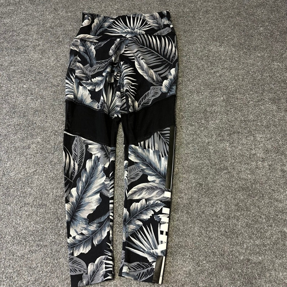 PINK Leggings Womens Size S Black Tropical Palm Ultimate Mesh Athletic Yoga